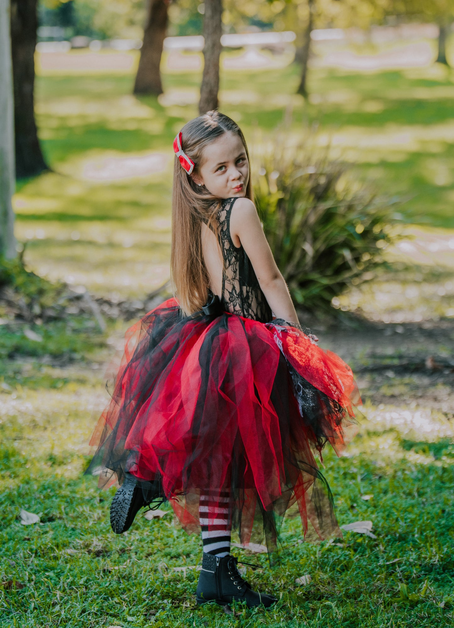 Rad Red GLiTTeR & Lace High Low style Tutu