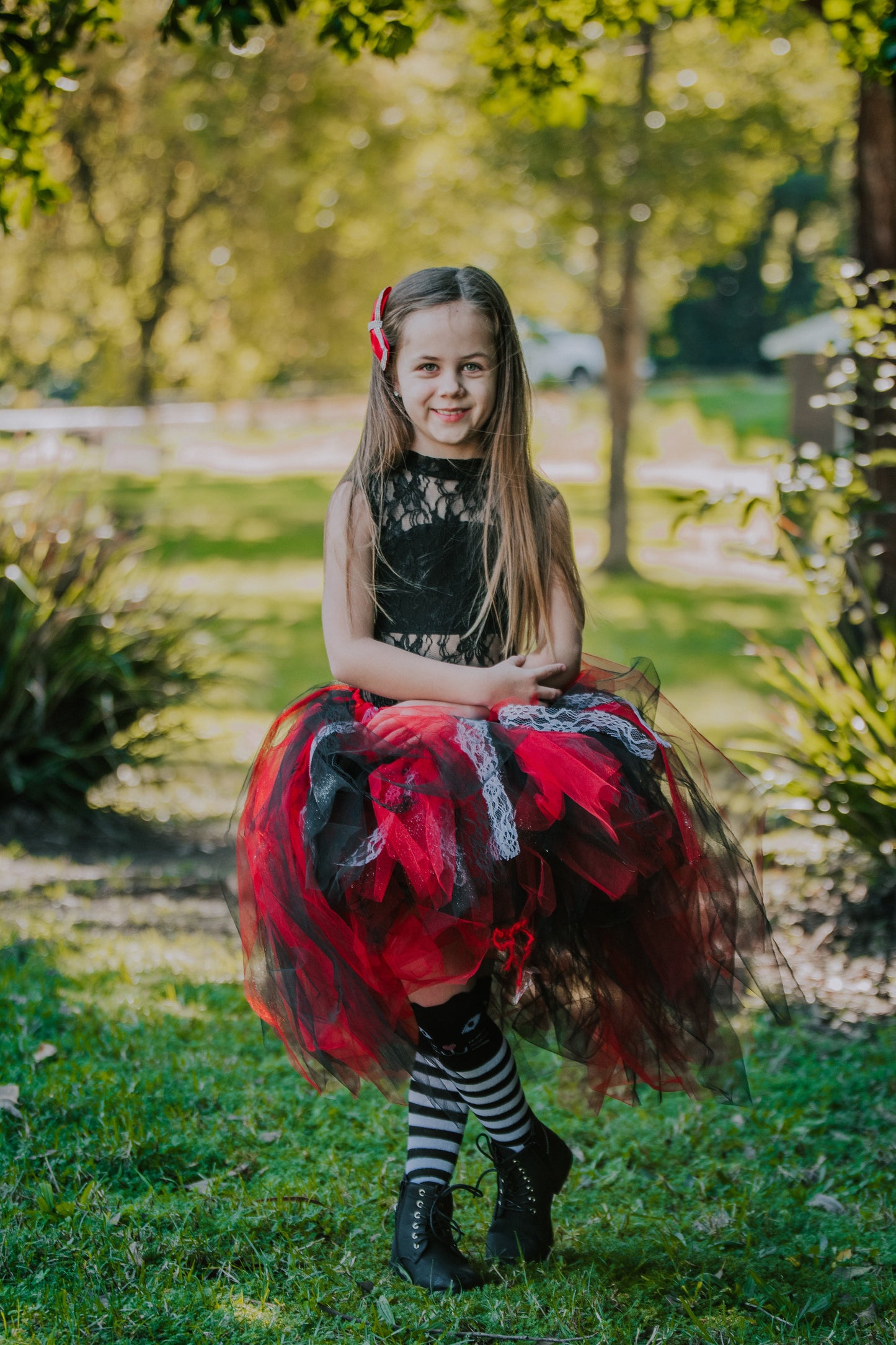 Rad Red GLiTTeR & Lace High Low style Tutu